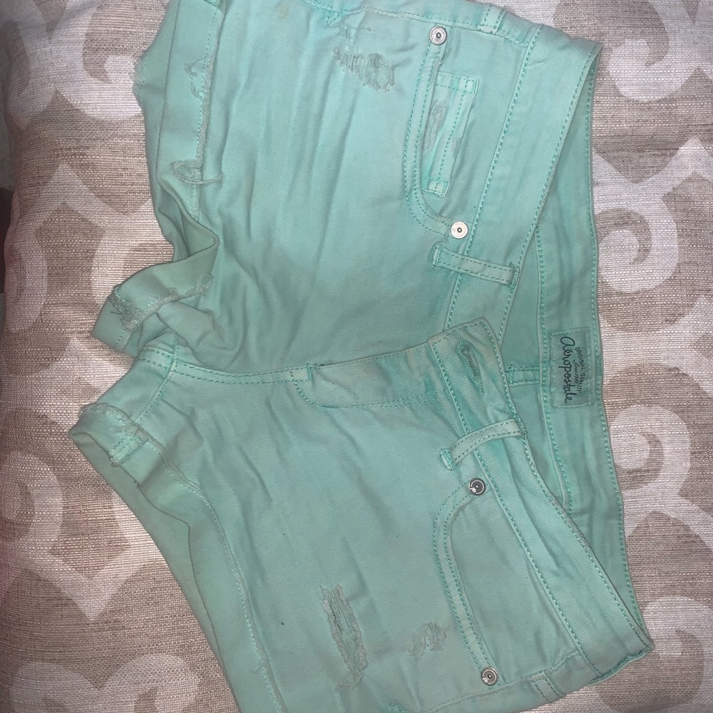Aqua jean shorts